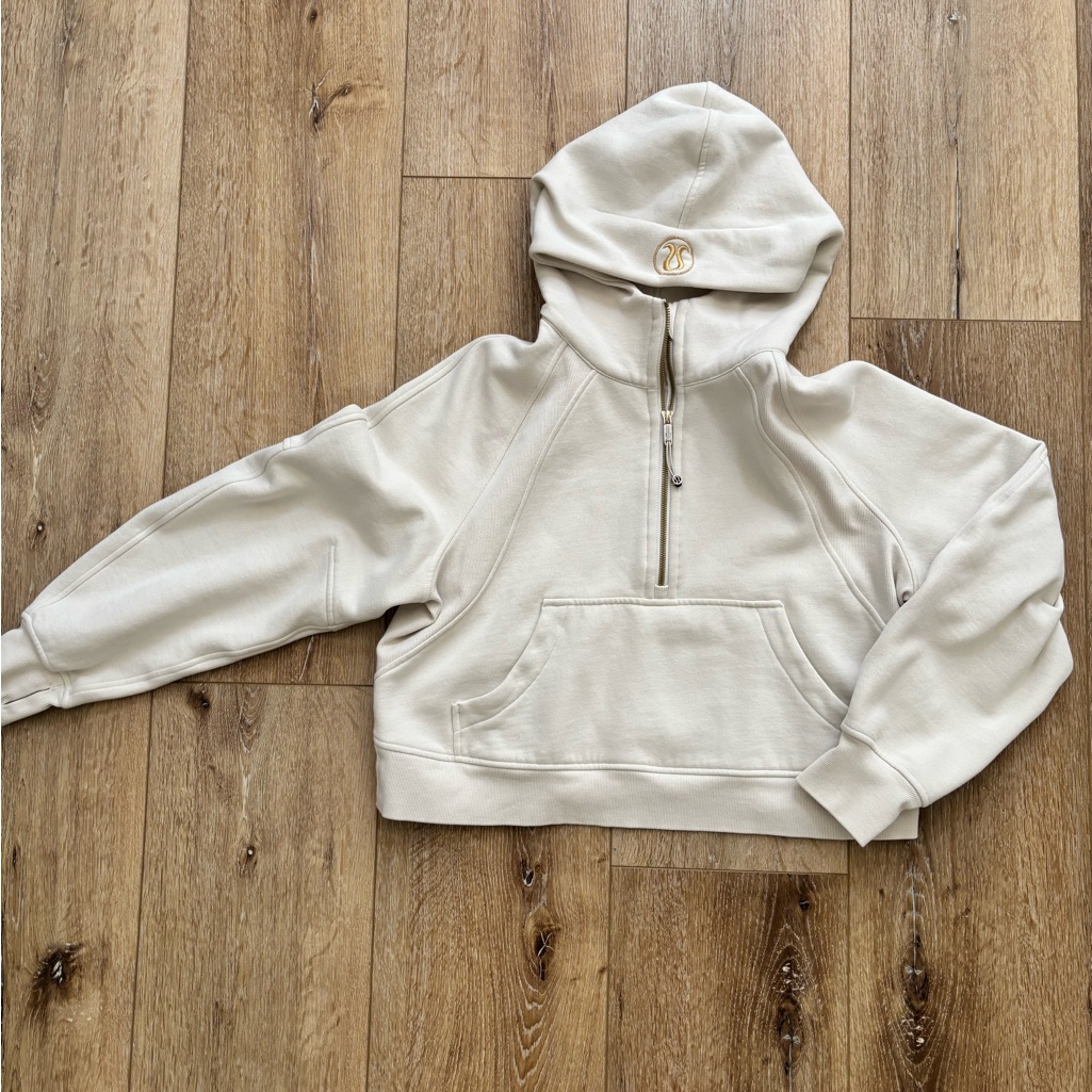 Lululemon Cream Scuba Hoodies With Gold Details